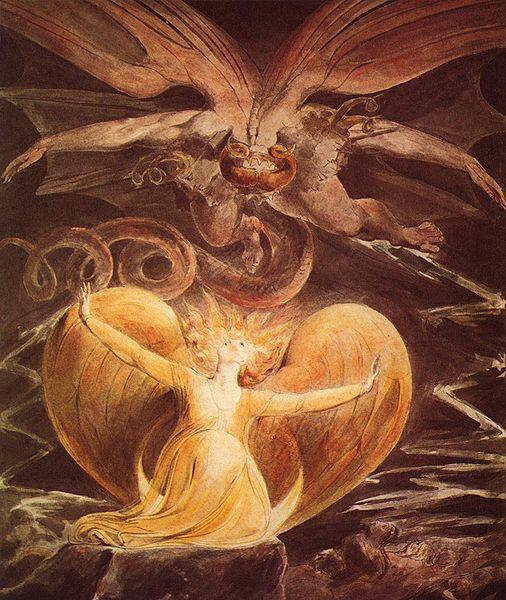 William Blake Der grobe Rote Drache und die mit der Sonne bekleidete Frau oil painting picture